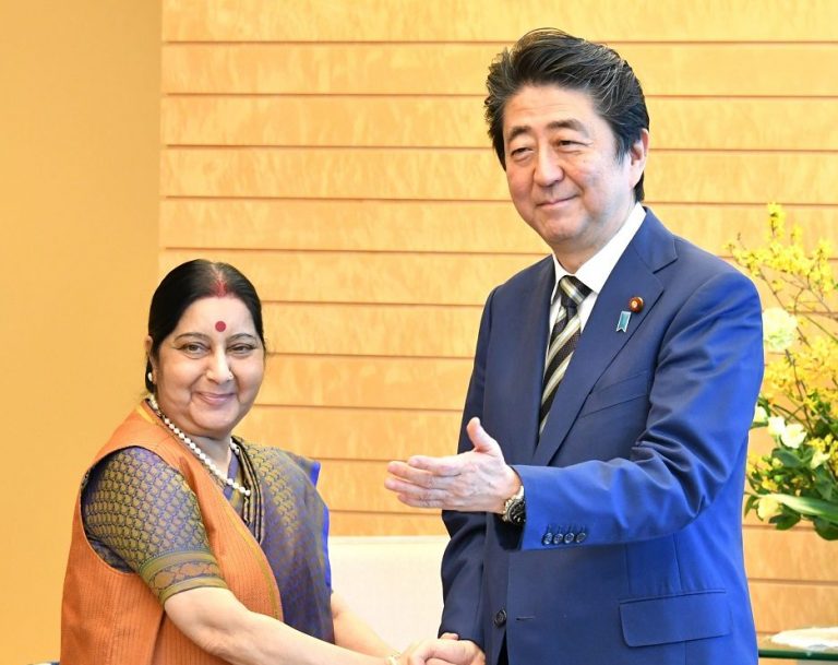 Prime Minister Shinzo Abe and Indian Minister of Foreign affairs